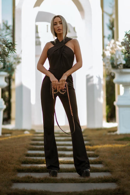 Women's Backless Hooded Jumpsuit With Slip Pockets