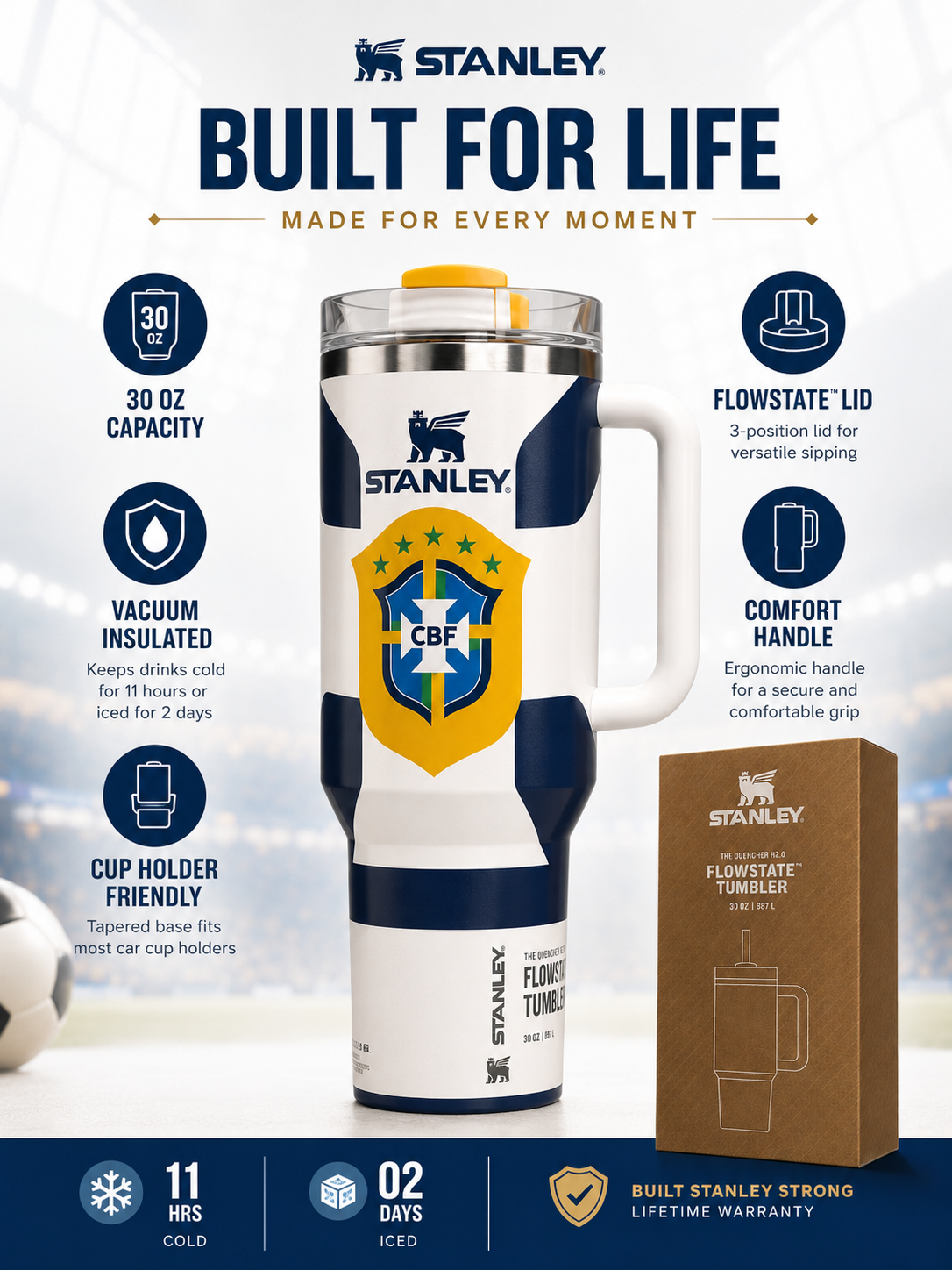 stanley world cup 2026 Brazil Tumbler With Handle
