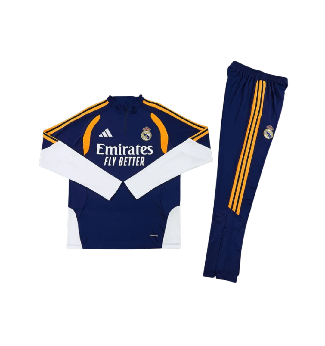 Real Madrid 2026/2027 1/4 Zipper Tracksuit Blue/Orange