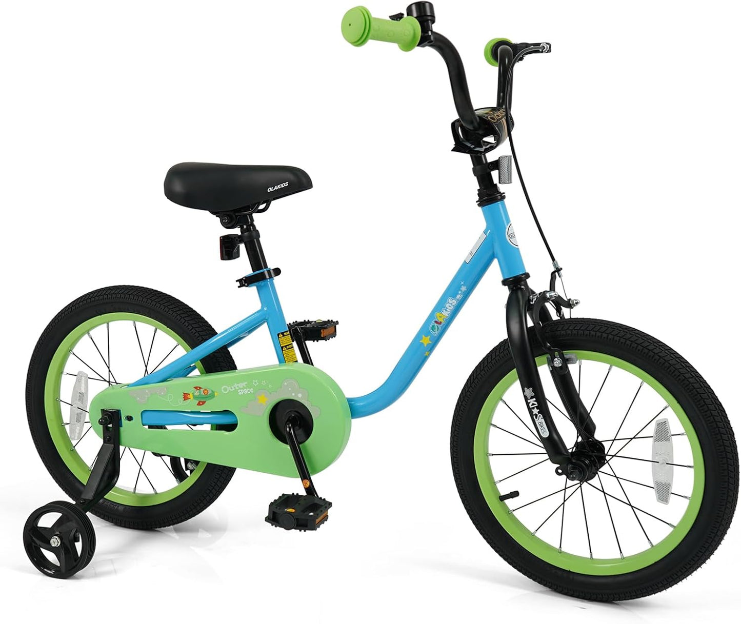 Olakids 12-16 Inch Space Theme Kids Bike with Training Wheels & Dual Brakes for Boys Girls 3-8