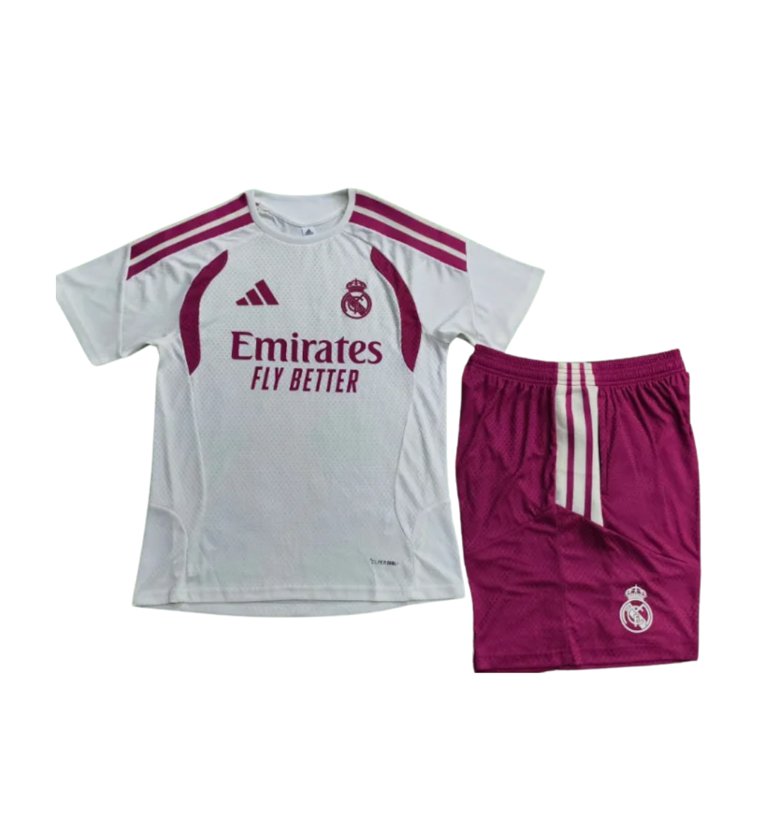 Real Madrid 2026/2027 Short Sleeve/Shorts Tracksuit White/Pink