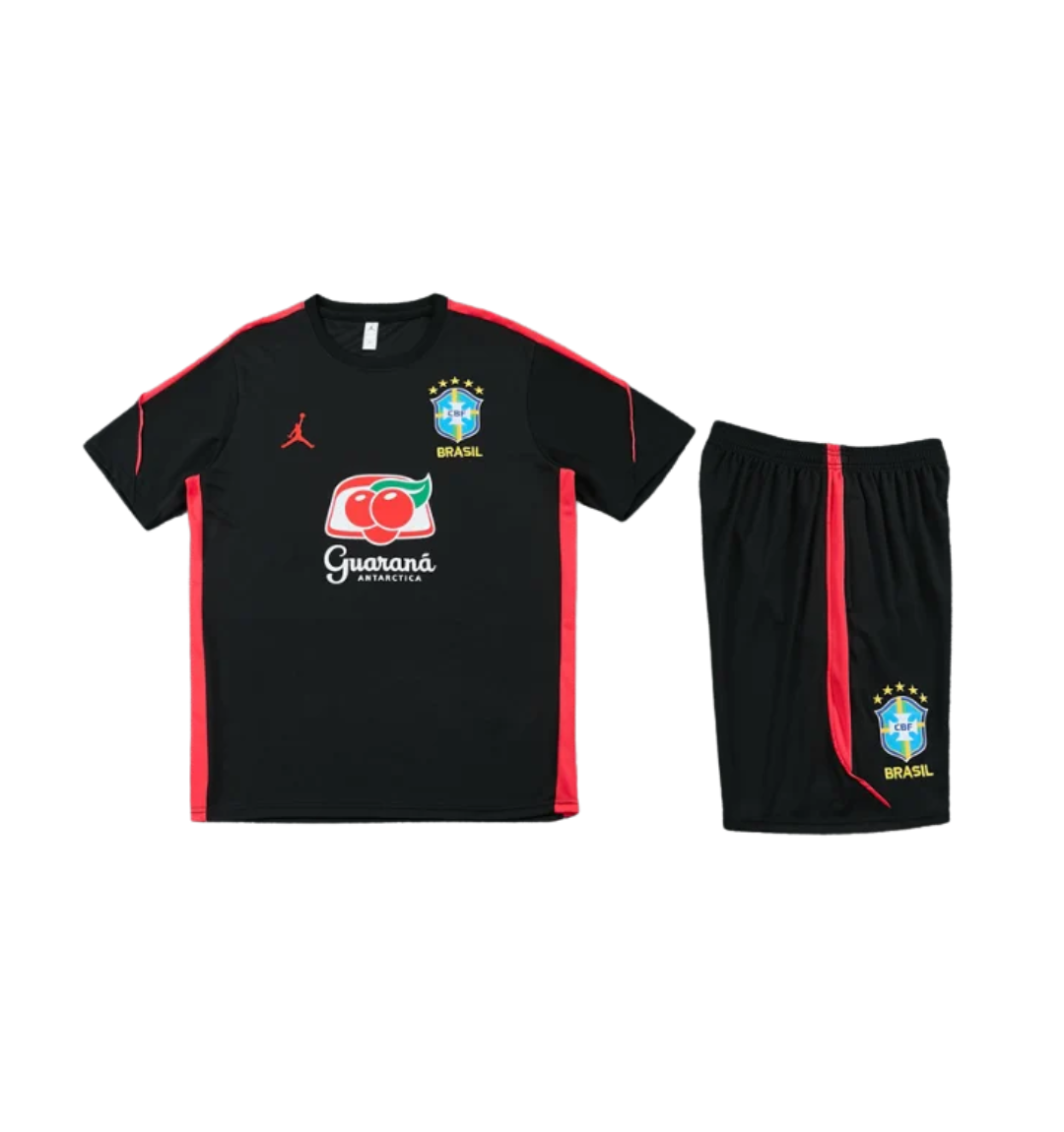 Brazil 2026 Short Sleeve/Shorts Tracksuit Black/Red