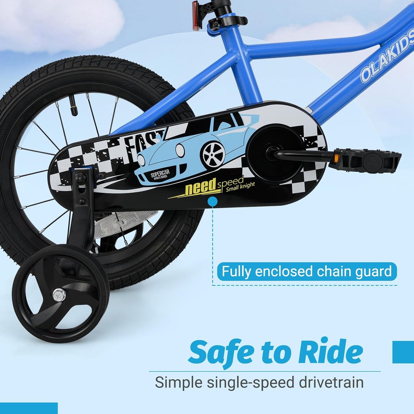 Olakids Kids Bike, 12 14 16 18 Inch Racing Car Themed