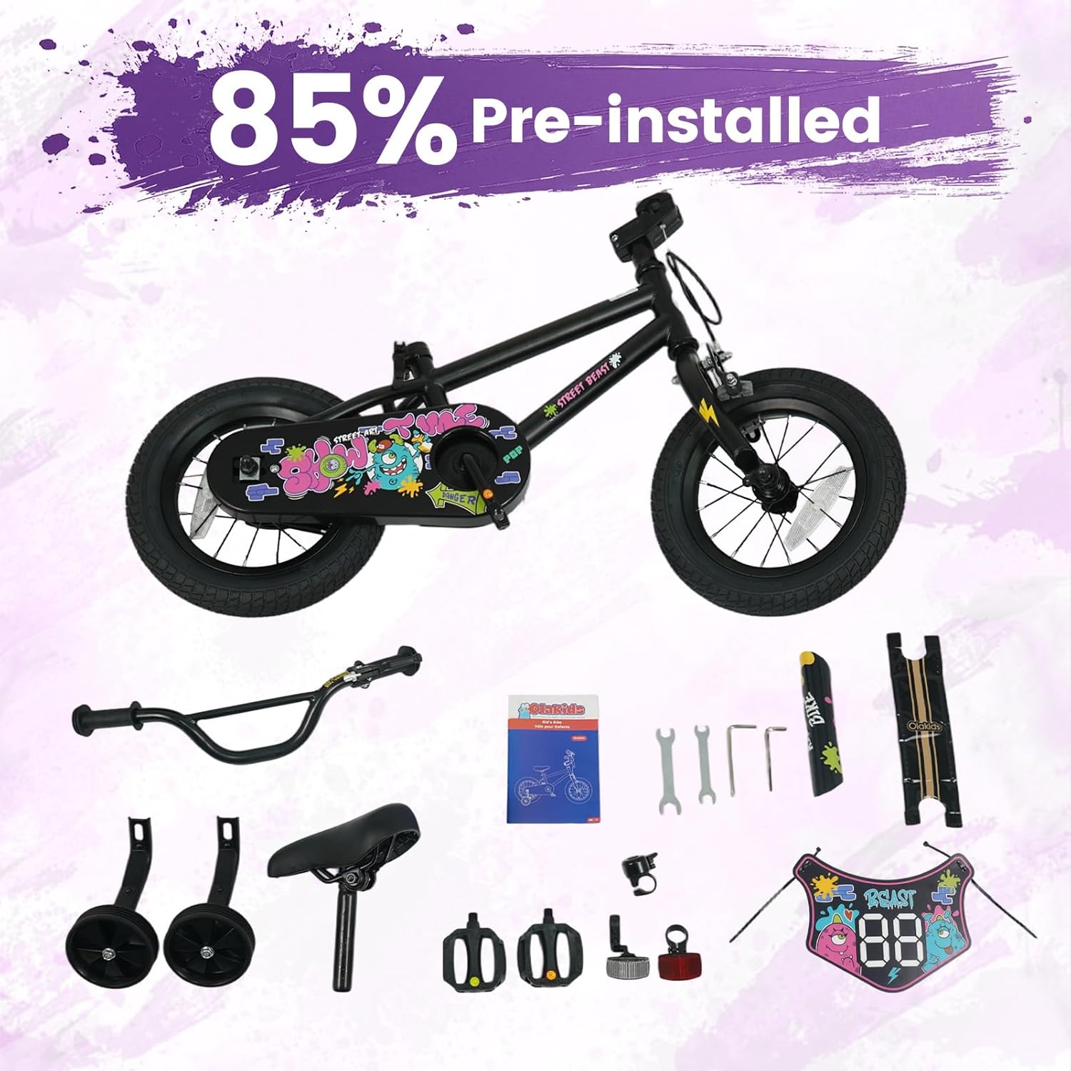 Olakids Kids Bike, 12 14 16 18 Inch BMX Style Toddlers Bike