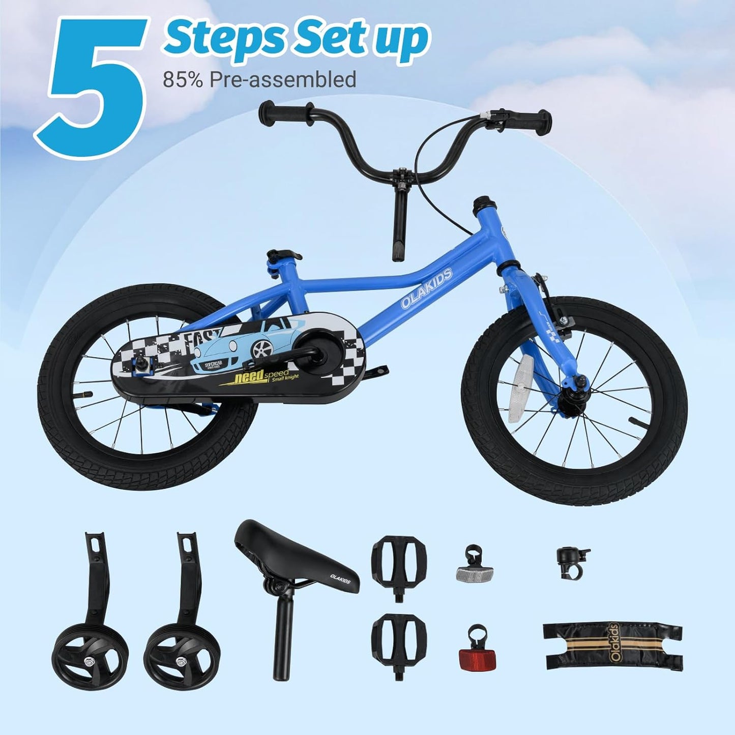 Olakids Kids Bike, 12 14 16 18 Inch Racing Car Themed
