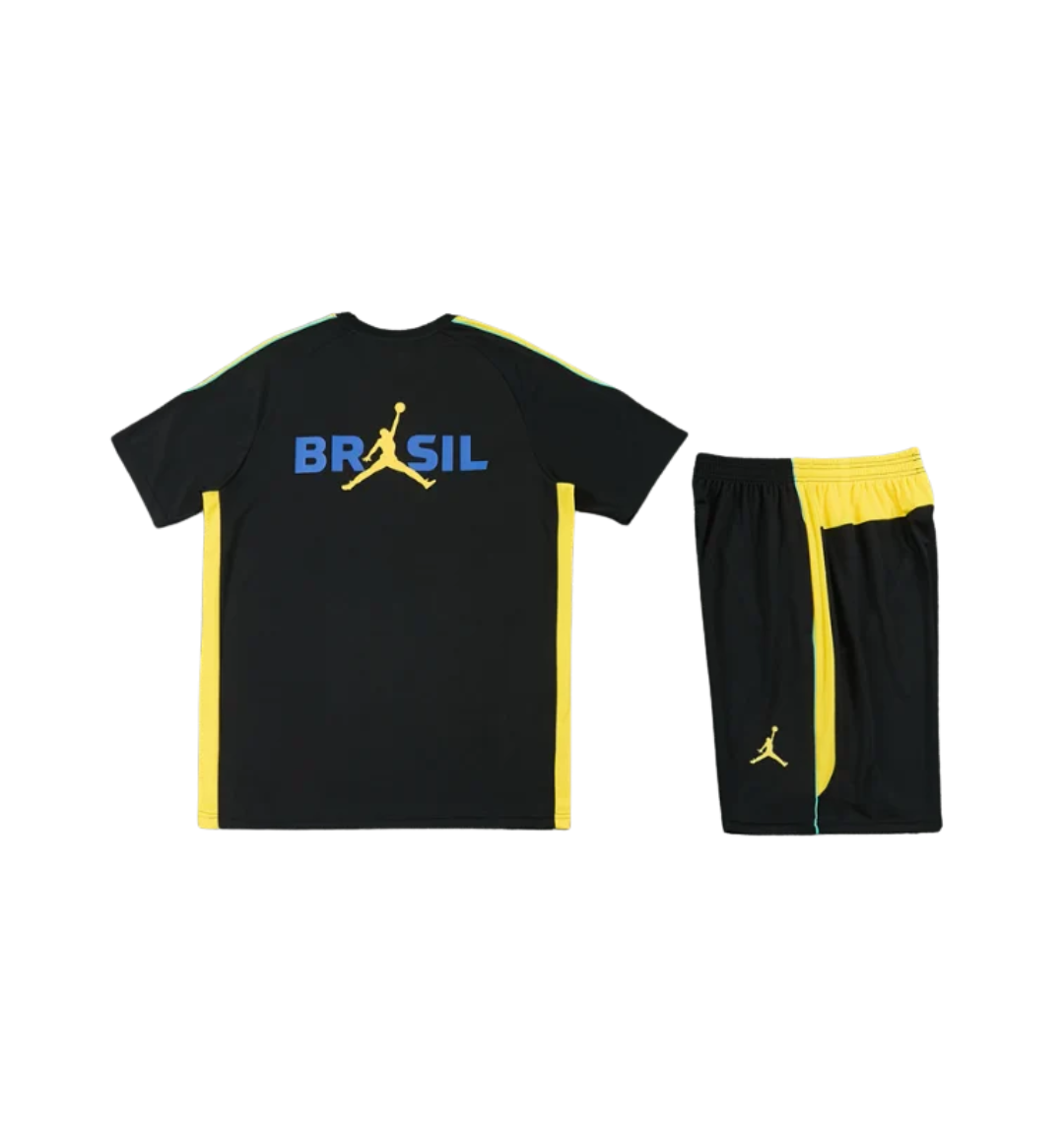 Brazil 2026 Short Sleeve/Shorts Tracksuit Black/Yellow