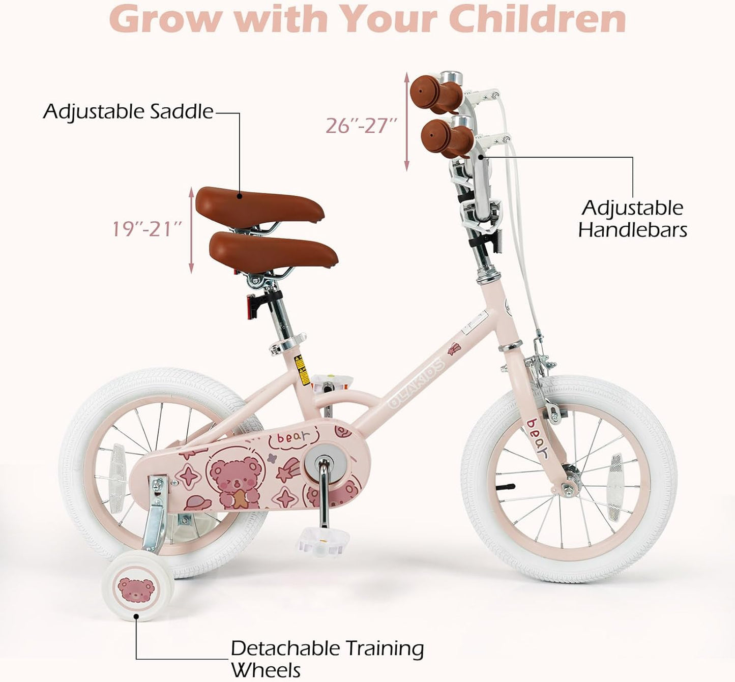 Olakids Kids Bike, 12 14 16 18 Inch Bear Themed Toddlers Bike