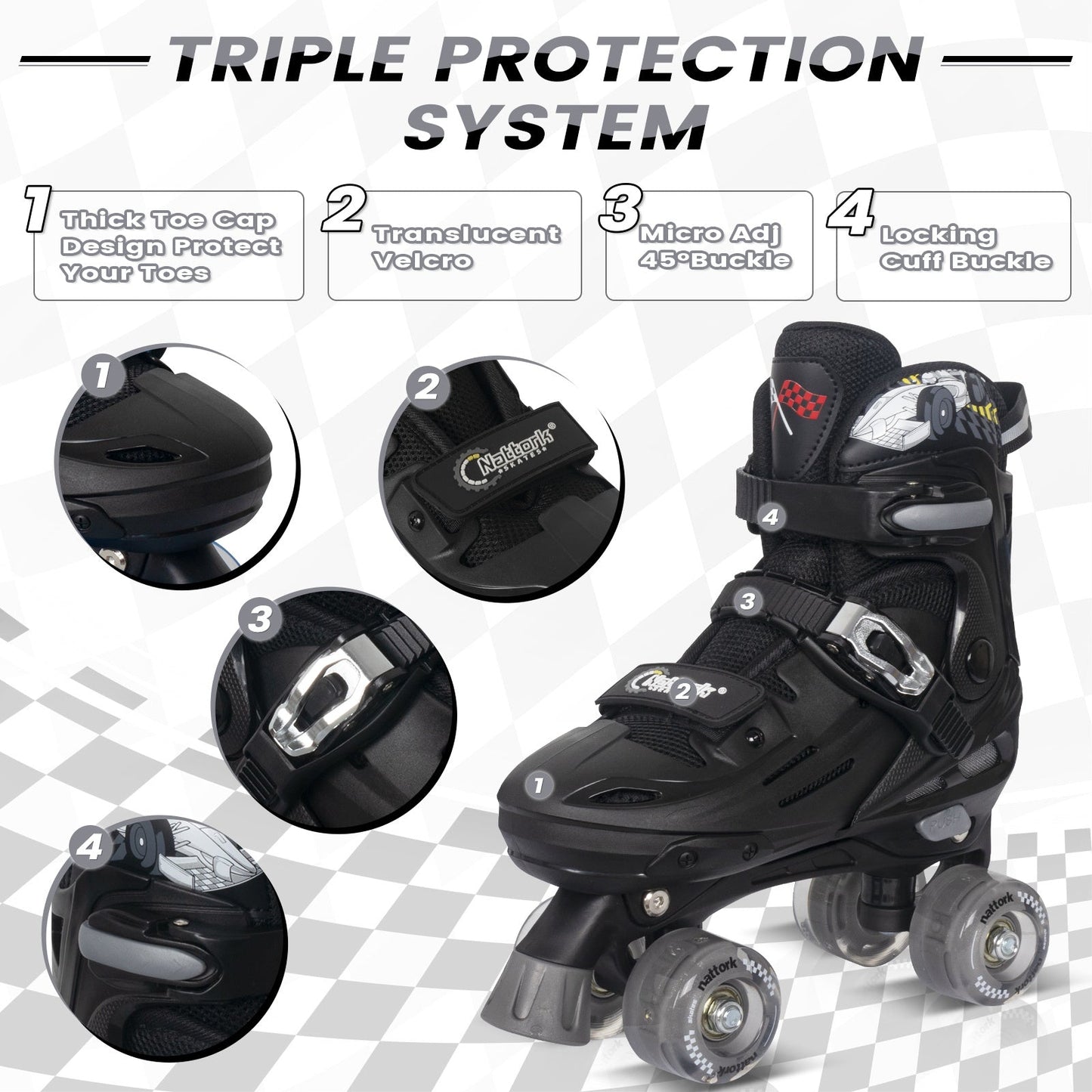 Nattork Blade Racers Roller Skates - Silver