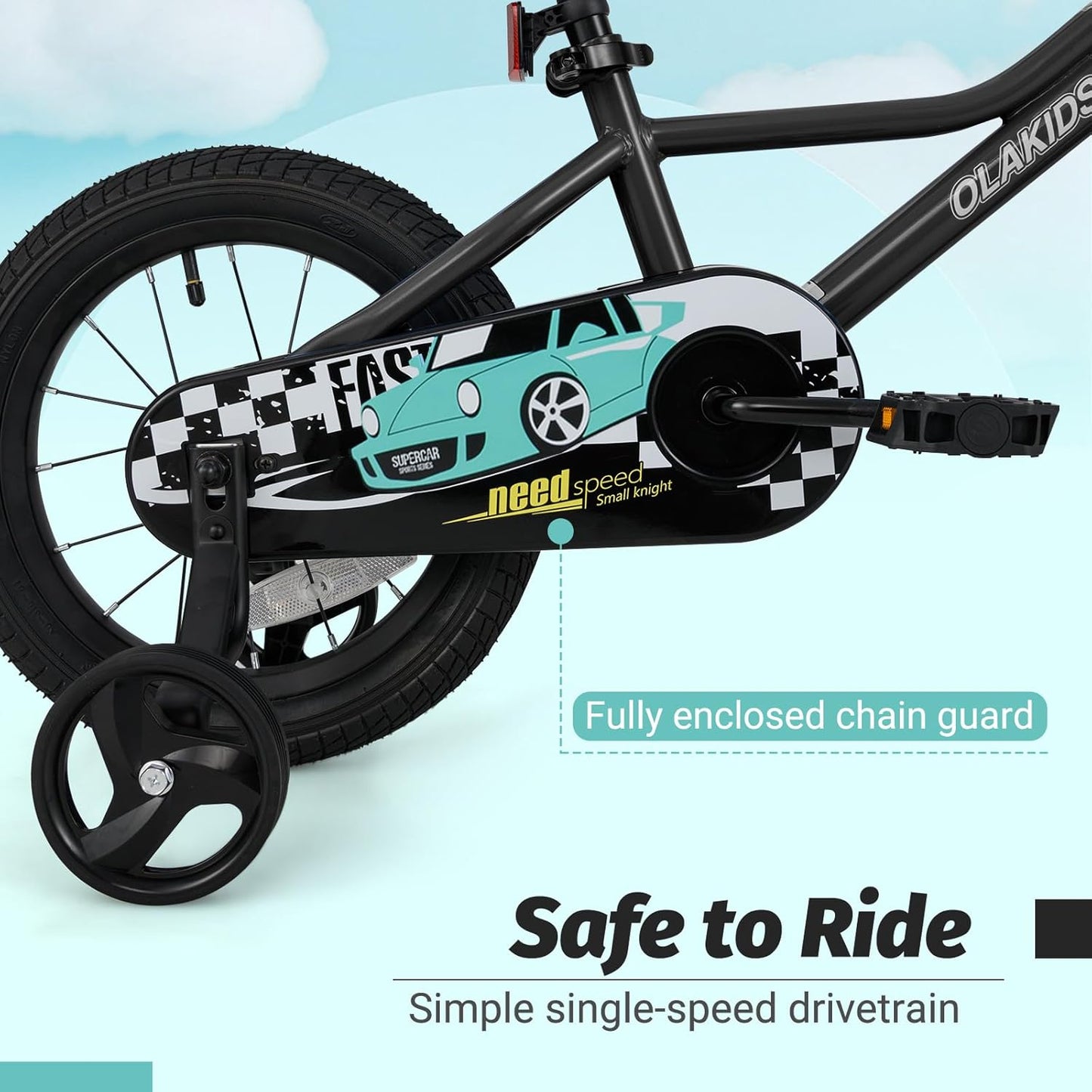 Olakids Kids Bike, 12 14 16 18 Inch Racing Car Themed