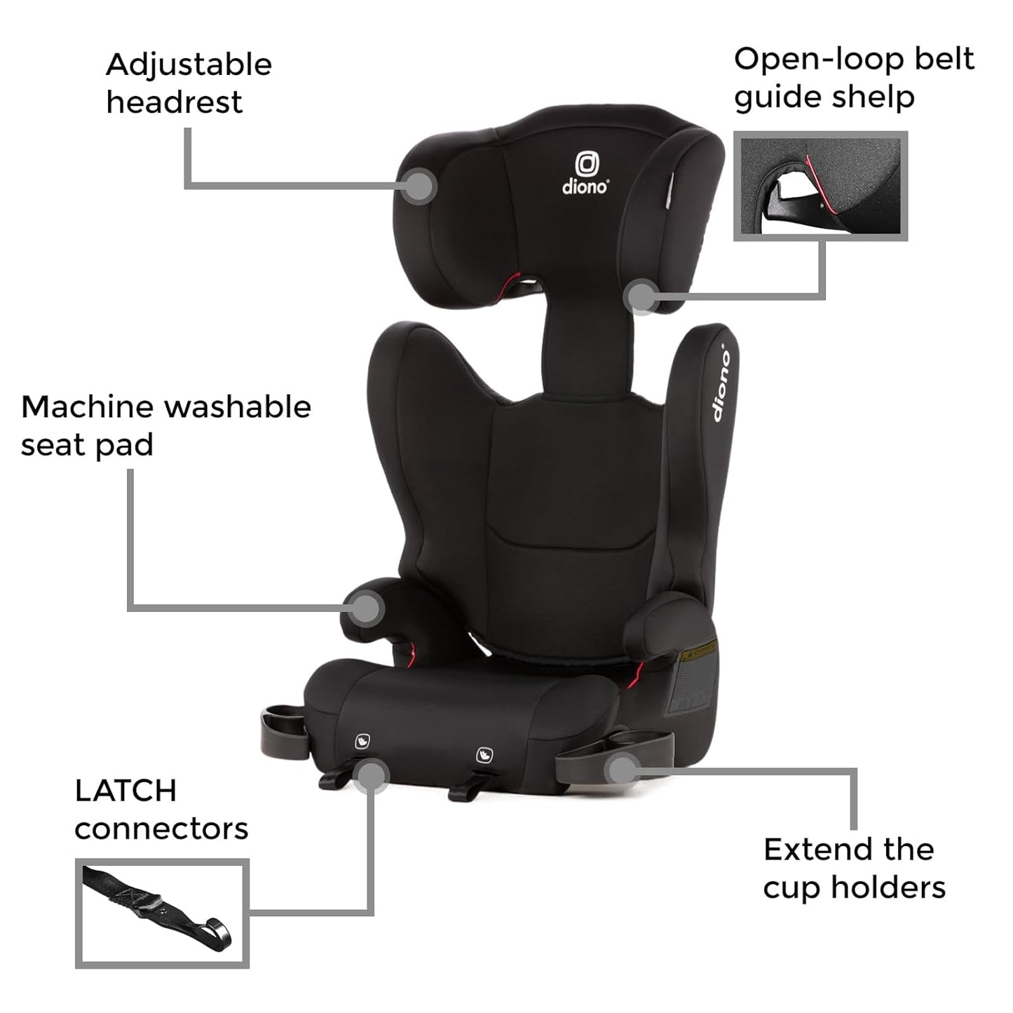 Diono Cambria LE, 2-in-1 Belt Positioning Booster Seat (Black)