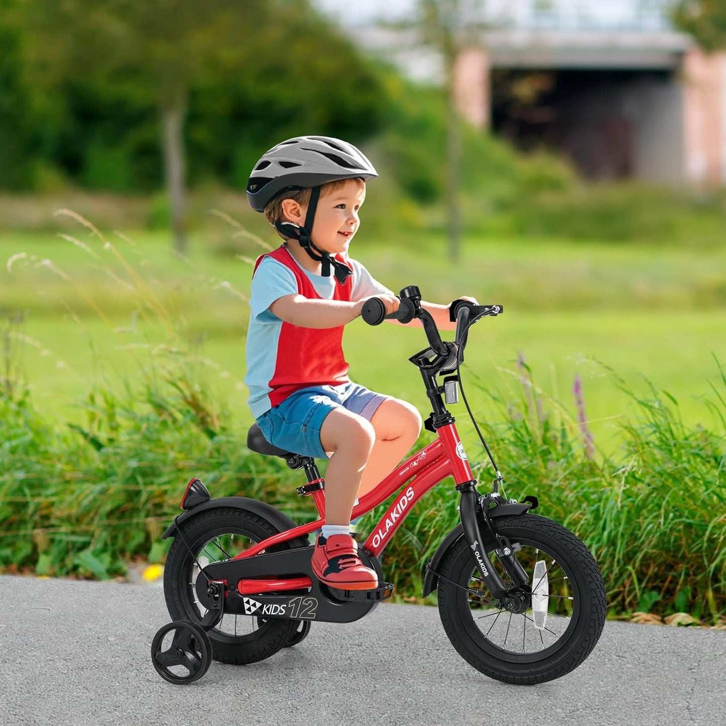 Olakids Kids Bike 12-18 Inch with Training Wheels, Dual Brakes, Adjustable Seat & Handlebar for Boys Girls