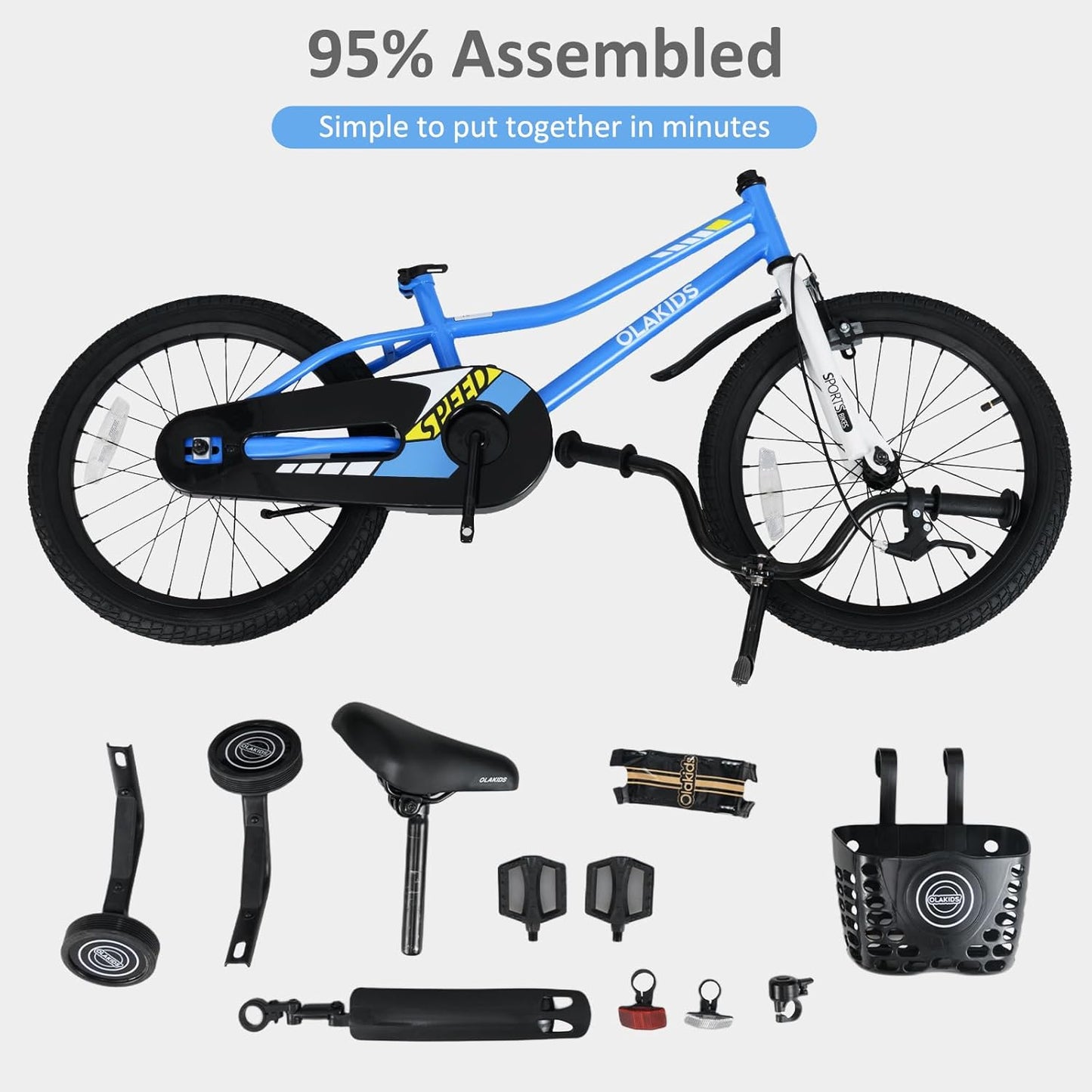 Olakids Kids Bike, 12 14 16 18 Inch Toddlers Bike for Boys Girls 3-8 Years Old