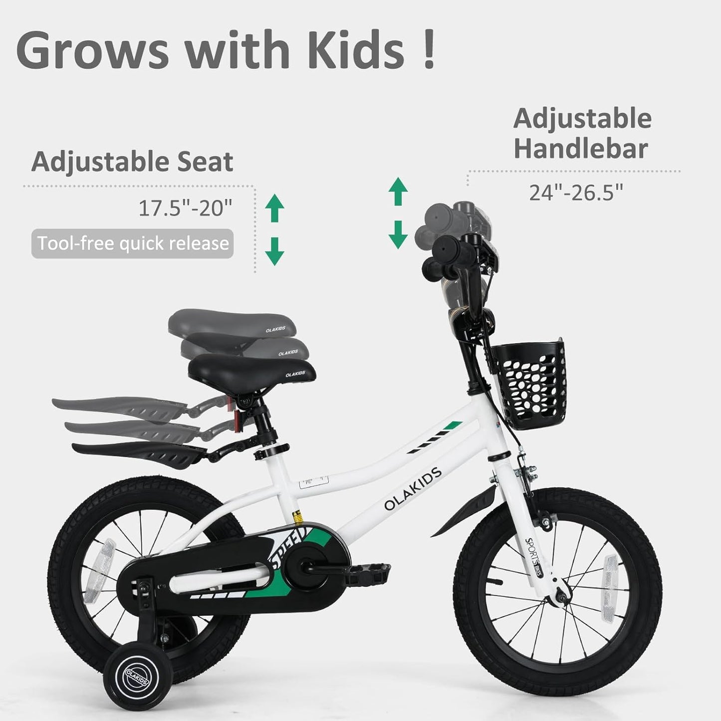 Olakids Kids Bike, 12 14 16 18 Inch Toddlers Bike for Boys Girls 3-8 Years Old