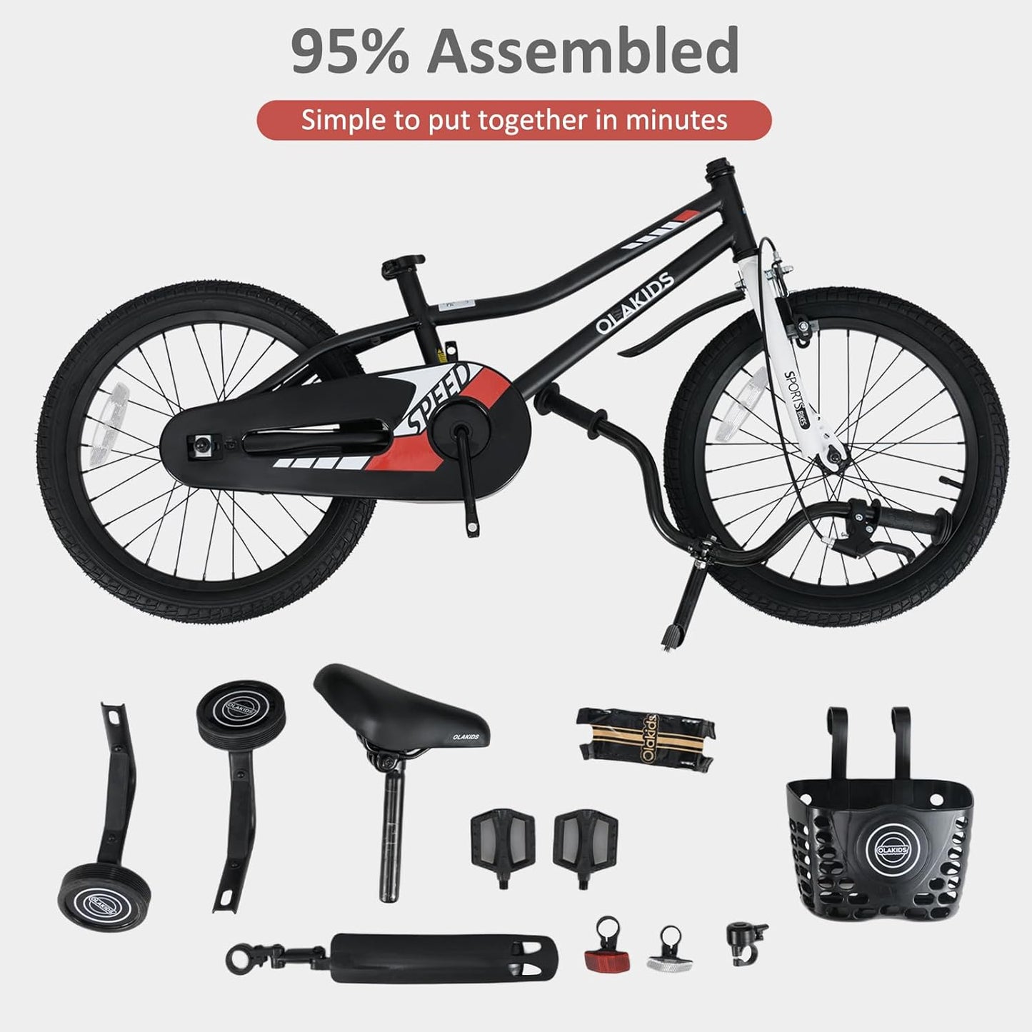 Olakids Kids Bike, 12 14 16 18 Inch Toddlers Bike for Boys Girls 3-8 Years Old