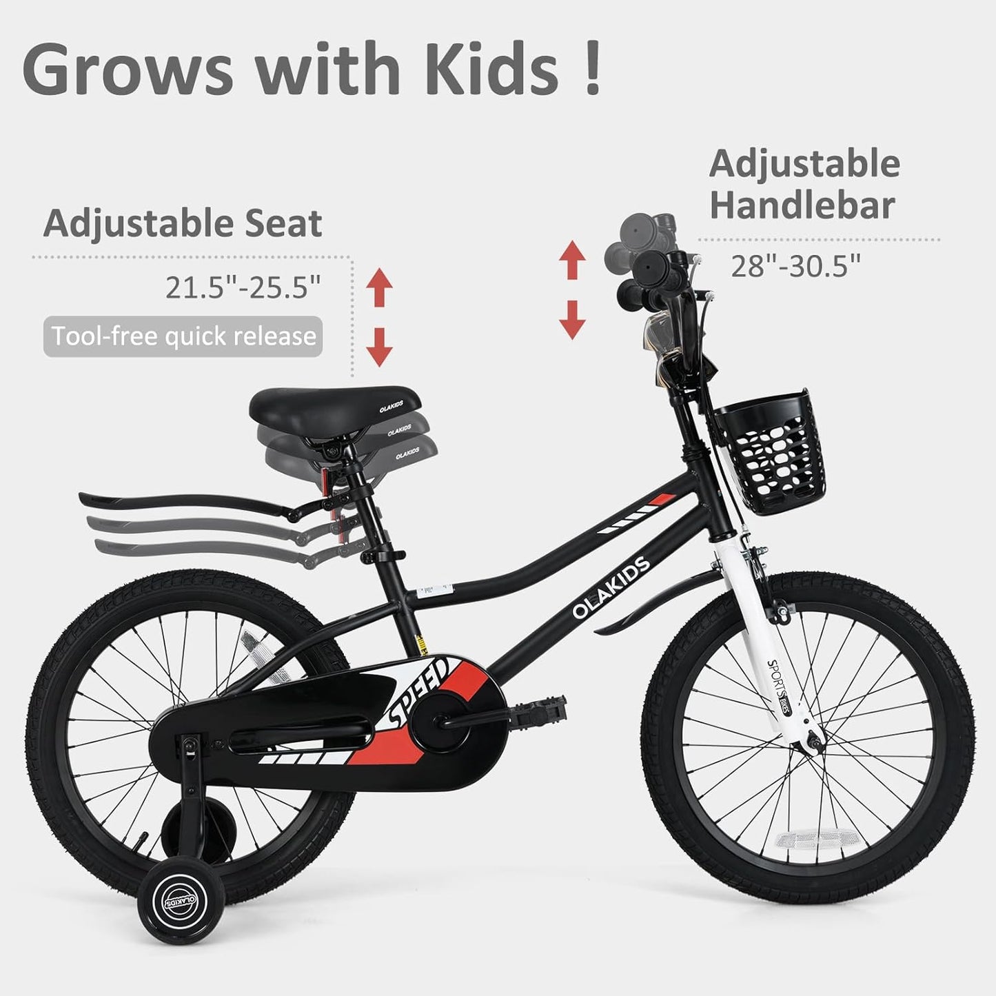 Olakids Kids Bike, 12 14 16 18 Inch Toddlers Bike for Boys Girls 3-8 Years Old