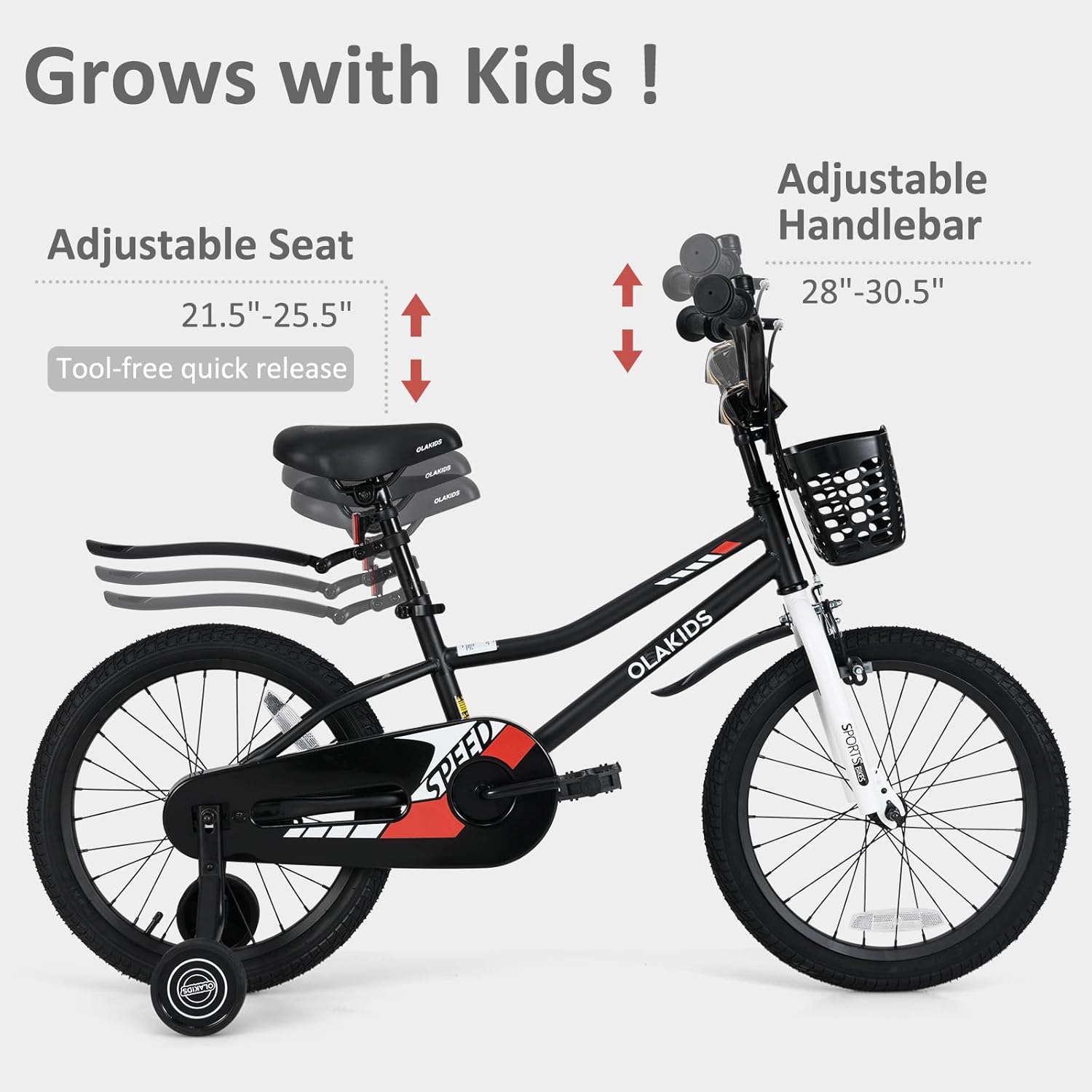 Olakids Kids Bike, 12 14 16 18 Inch Toddlers Bike for Boys Girls 3-8 Years Old