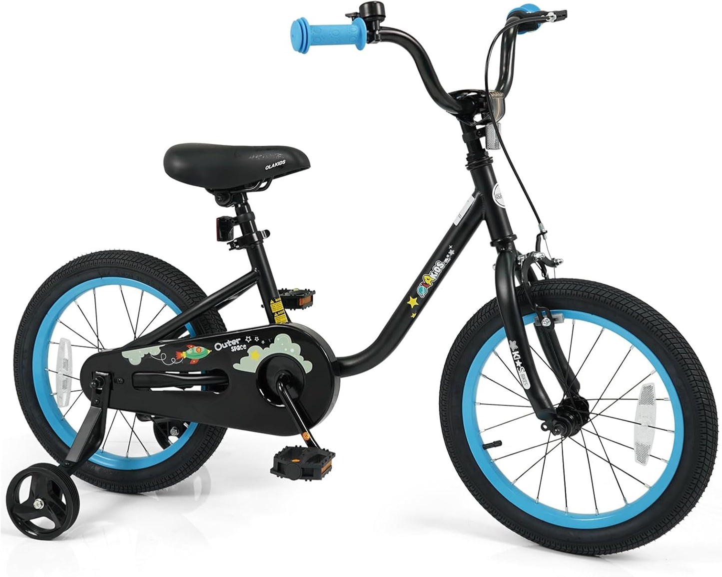 Olakids 12-16 Inch Space Theme Kids Bike with Training Wheels & Dual Brakes for Boys Girls 3-8