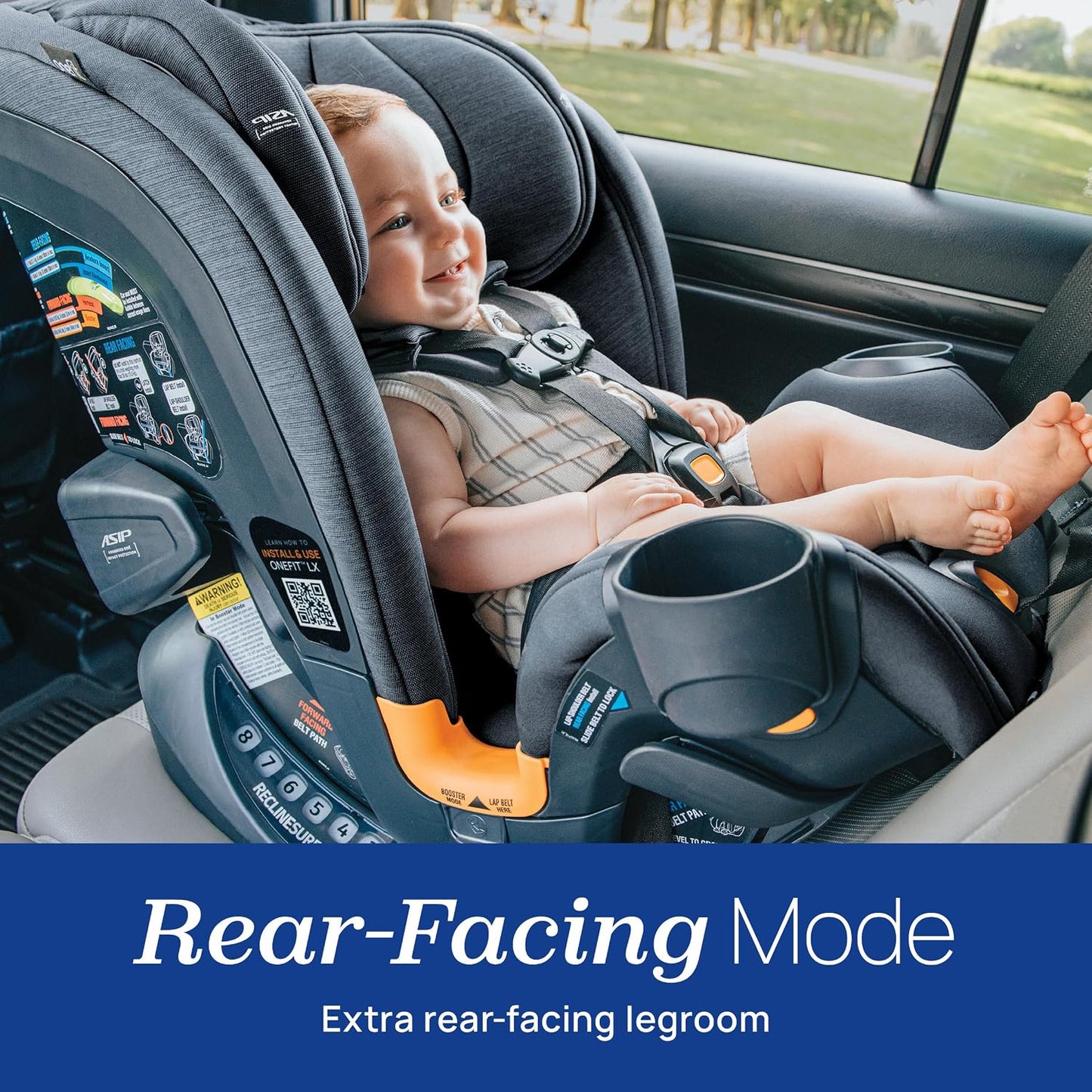 New Chicco OneFit LX ClearTex All-in-One Car Seat (Smoke/Grey)