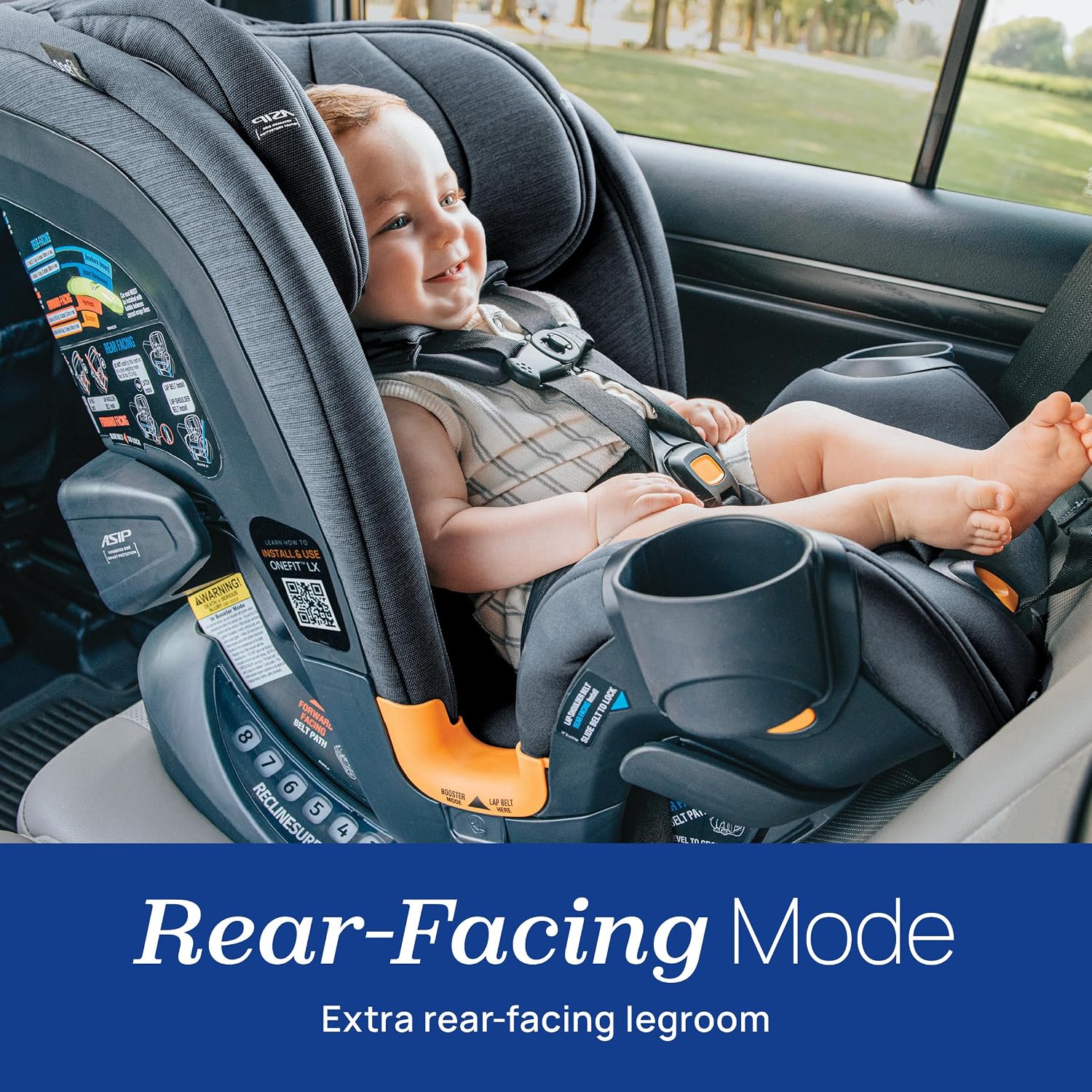 New Chicco OneFit LX ClearTex All-in-One Car Seat (Smoke/Grey)