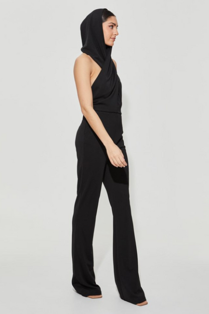 Women's Backless Hooded Jumpsuit With Slip Pockets