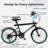 OLAKIDS 20" Kids Mountain Bike, 7 Lighting Modes, Bluetooth Music, 6 Speed, for Ages 6-14 Boys & Girls