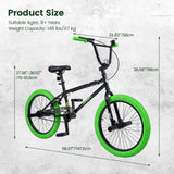 Olakids 20" Kids BMX Bike with 4 Pegs for Boys & Girls, Freestyle Bicycle with Adjustable Seat