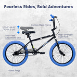 Olakids 20" Kids BMX Bike with 4 Pegs for Boys & Girls, Freestyle Bicycle with Adjustable Seat