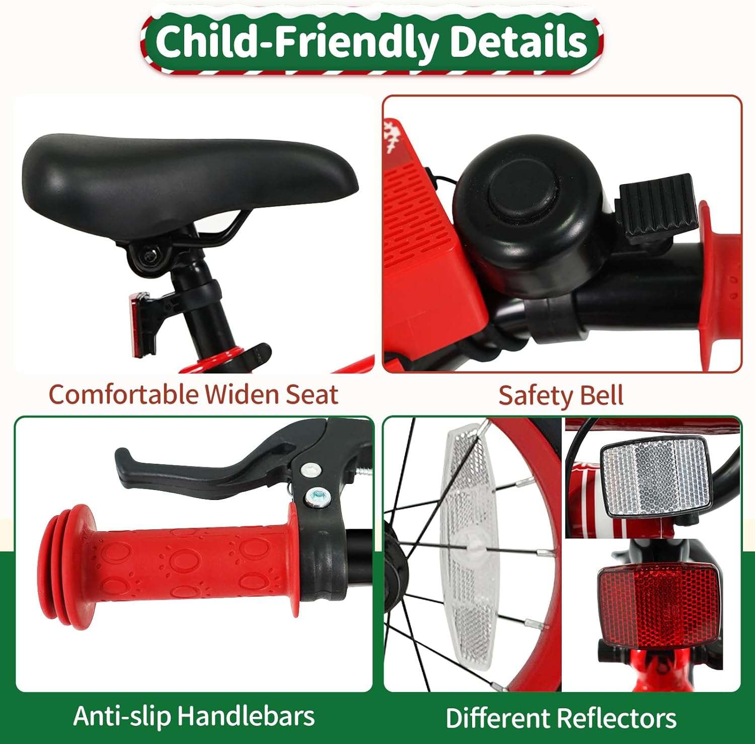 OLAKIDS Christmas Theme Kids Bike 12/14/16/18 Inch with Training Wheels & Music Box