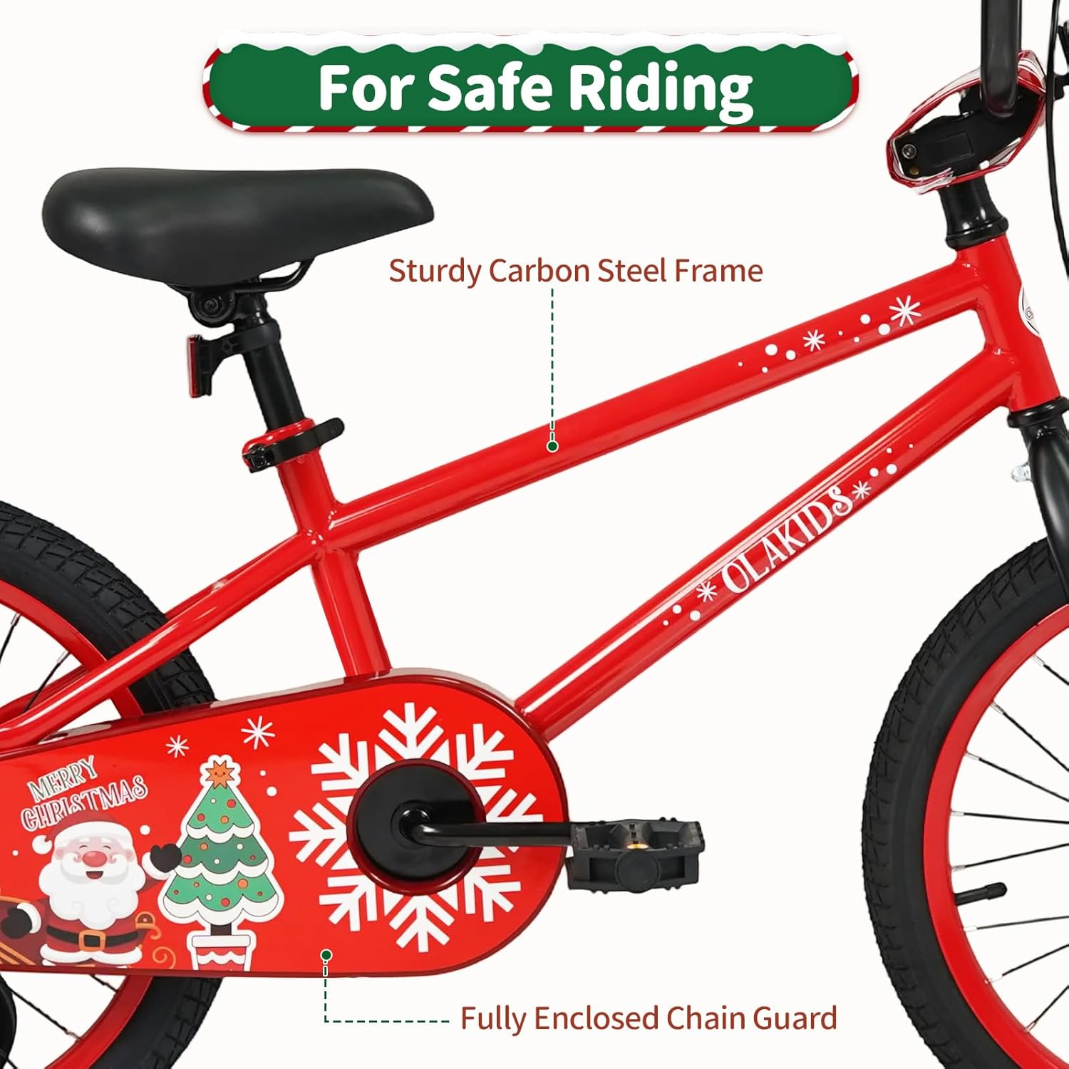 OLAKIDS Christmas Theme Kids Bike 12/14/16/18 Inch with Training Wheels & Music Box