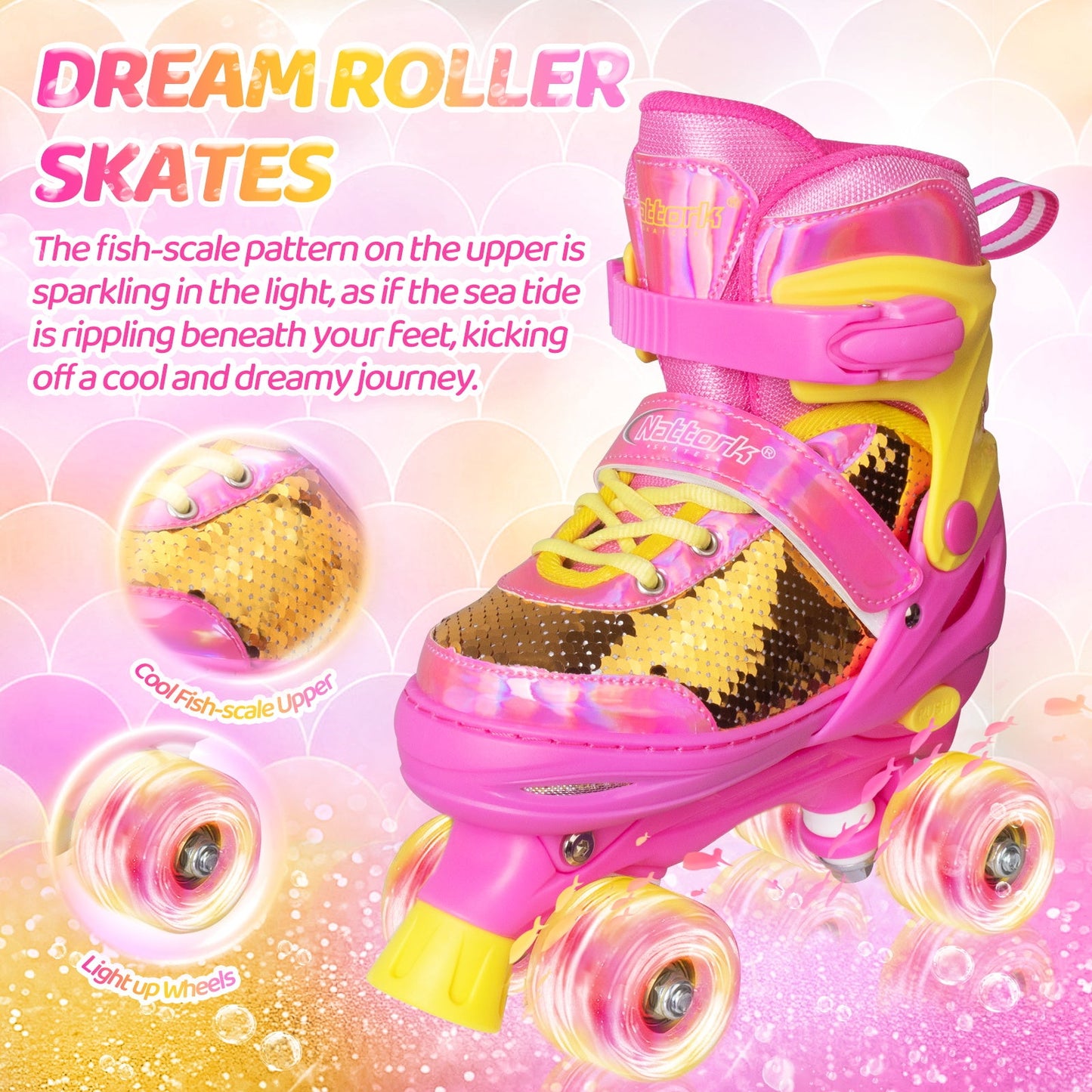 Nattork Mermaid Roller Skates - Viva Magenta