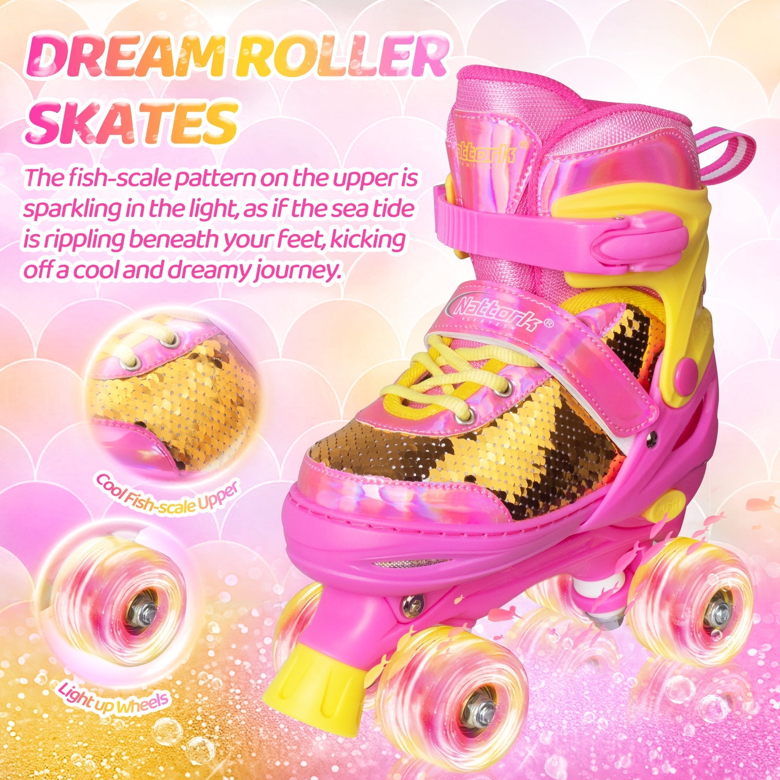Nattork Mermaid Roller Skates - Viva Magenta