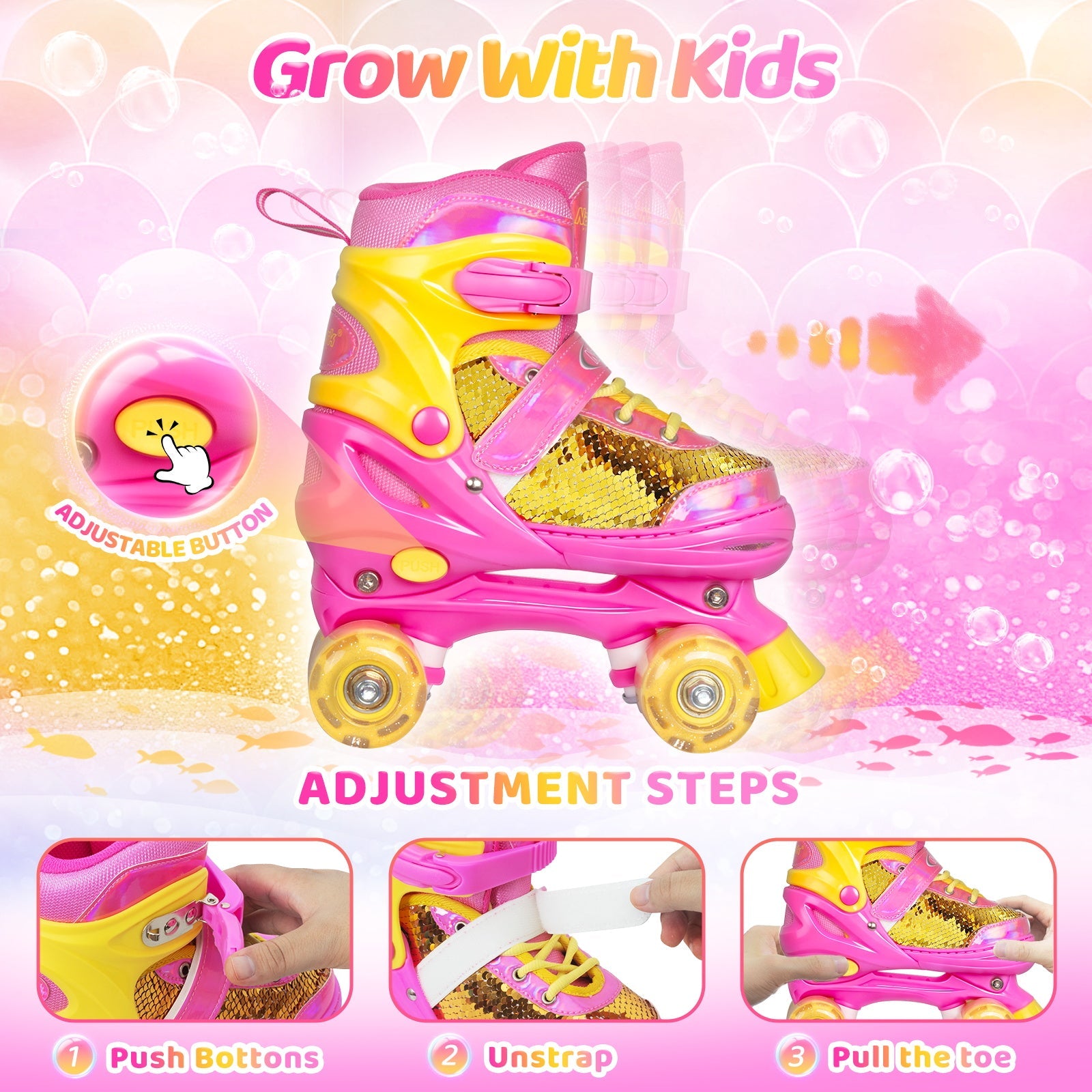 Nattork Mermaid Roller Skates - Viva Magenta