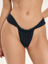 Classic High Cut Ruched Brazilian Cheeky Bikini Bottom