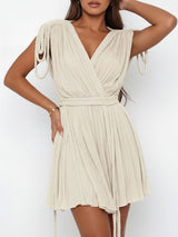 Convertible Braided Strappy Epaulette Shoulder Resort Wrap Mini Dress