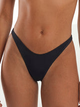 Sparkly High Cut Ruched Trim Brazilian Cheeky Bikini Bottom