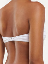 Sparkly Knotted Front Ruched Sweetheart Bandeau Bikini Top