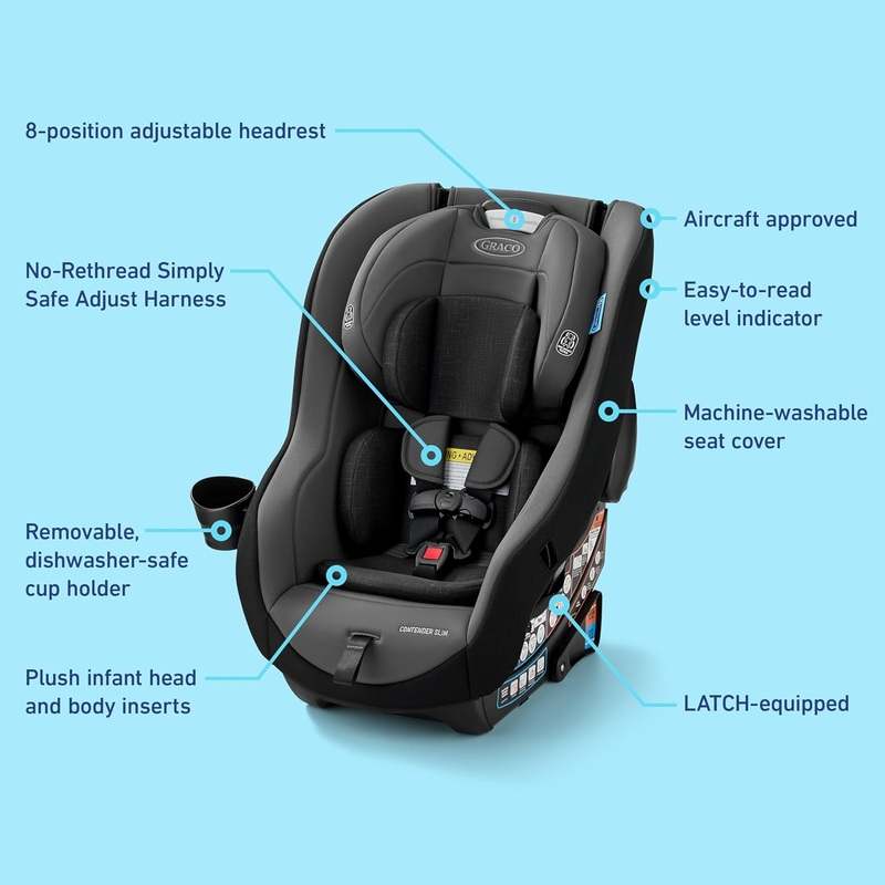 Graco Contender Slim Convertible Car Seat (West Point 2.0) - Kidsy