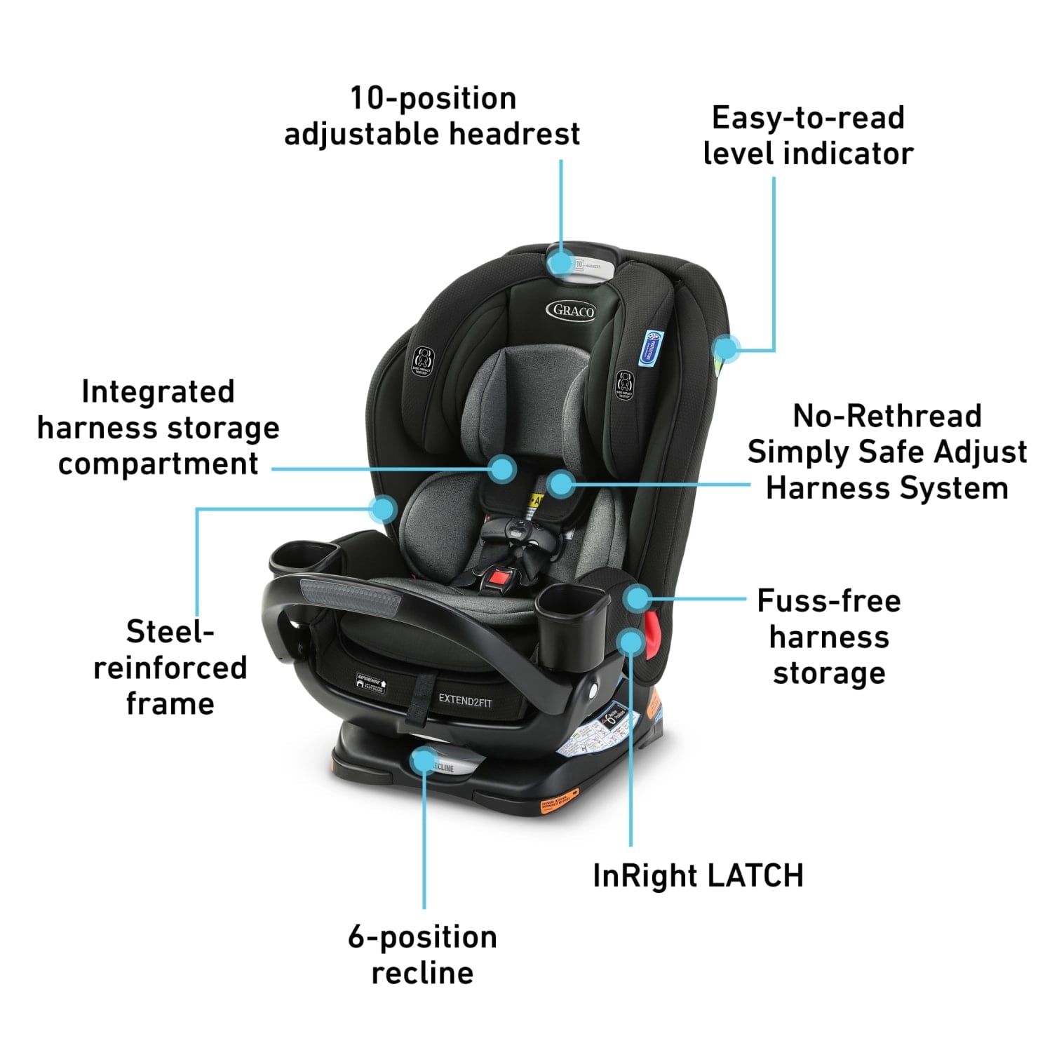 Graco Extend2Fit 3 - in - 1 Convertible Infant Toddler Car Seat (Prescott) - Kidsy