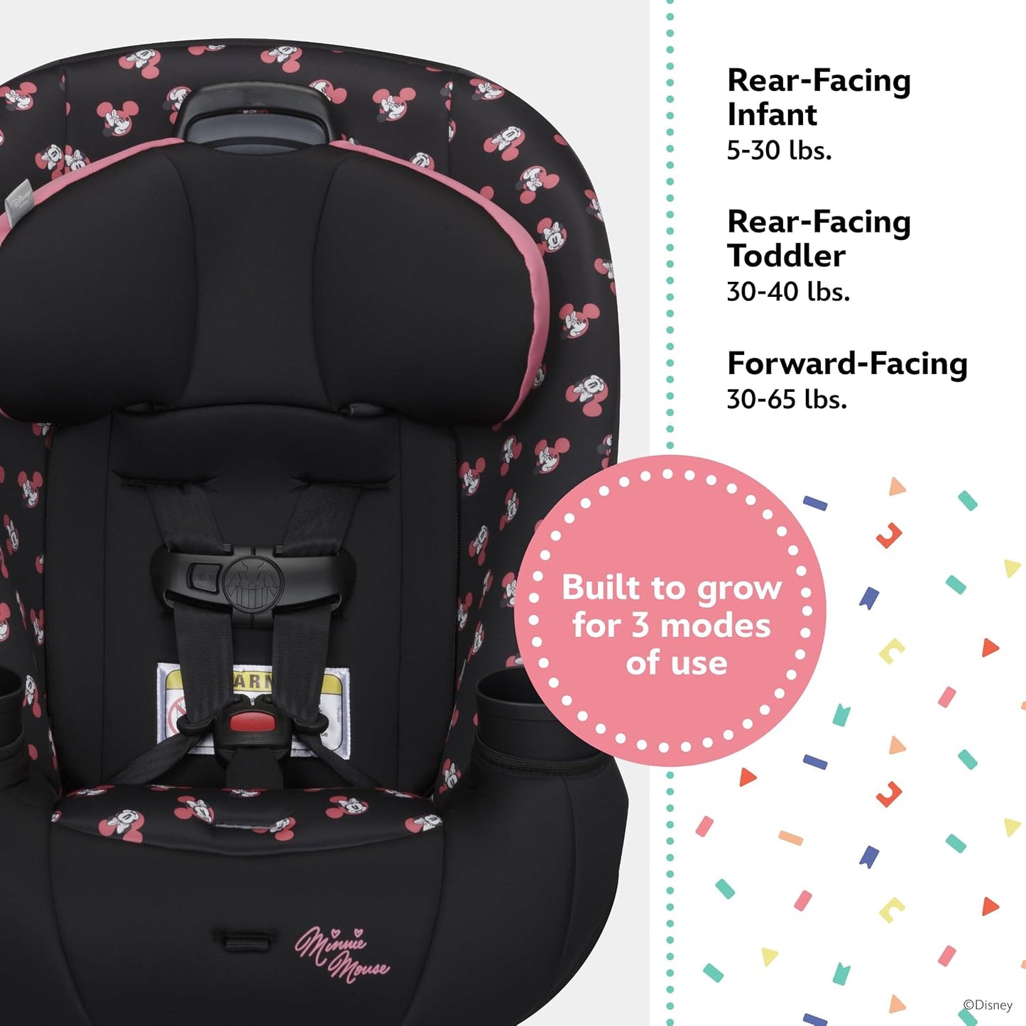 New Disney Baby Ellaris 3-in-1 Convertible Car Seat (Mickey Sprinkle) - Kidsy
