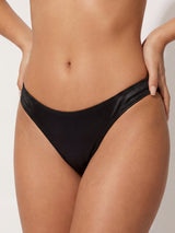 Sexy brasilianische freche Glitzer-Bikinihose mit hohem Beinausschnitt und fester Farbe