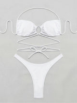 Sexy High Cut Brazilian Wrap Around Halter Two Piece Bikini Set