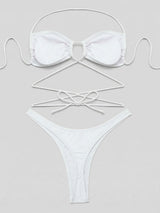 Sexy High Cut Brazilian Wrap Around Halter Two Piece Bikini Set