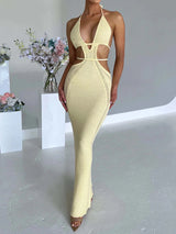 Sexy tie-backless Häkel-Strand-Maxikleid mit tiefem Ausschnitt