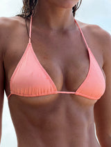 Sexy Solid Color Halter Tie Sliding Triangle Bikini Top