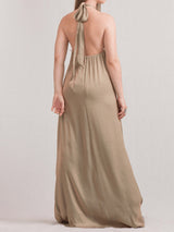Glitzerndes O-Ring Neckholder Resort Oversized A-Linien Maxikleid