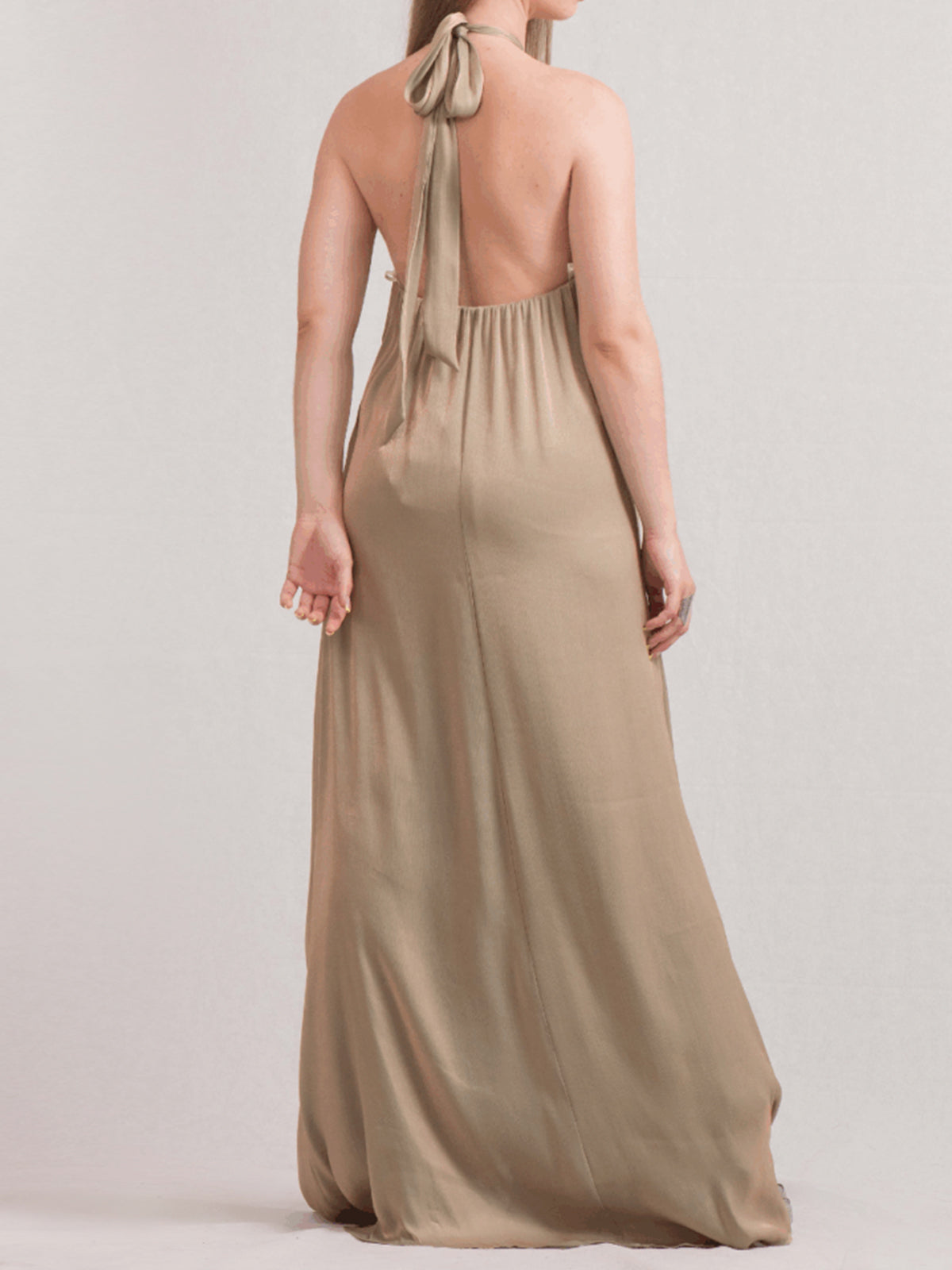 Glitzerndes O-Ring Neckholder Resort Oversized A-Linien Maxikleid