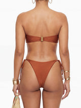 Sparkly O Ring Tie Side Brazilian Cheeky Bandeau Two Piece Bikini Set