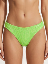 Sparkly Sequin Ruffled Trim Brazilian Scrunch Bikini Bottom