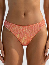 Sparkly Sequin Ruffled Trim Brazilian Scrunch Bikini Bottom