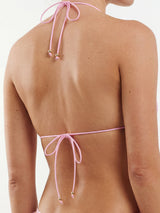 Sparkly Tie String Ruched Minimalist Halter Triangle Bikini Top
